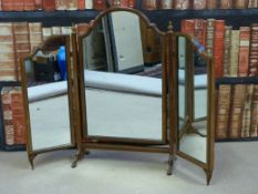 A triptych swing frame dressing table mirror (height 68cm)