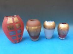 Four Aaronson Noon studio glass vases the largest 17.5cm tall.