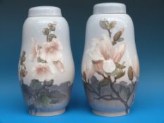 Two lidded Royal Copenhagen urn vases c1904 -1928.