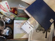 A quantity of car manuals including Fiat 500, pair of horns,