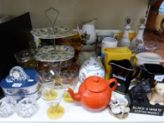 A large quantity of ceramics and glassware including bar jugs,
