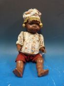 Heubach Koppelsdorf bisque headed black baby doll with closed mouth,