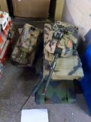 A collection of large scale model tanks and military vehicles.