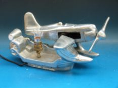 A Supermarine Schneider Trophy seaplane lamp made by Sarsaparilla Design New York