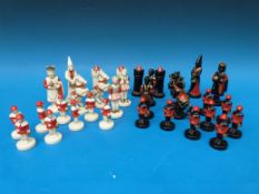 A bakelite / early plastic hand-decorated medieval 