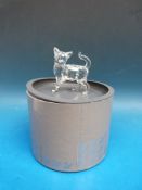 Swarovski crystal model of a cat playing,