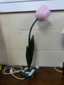 A retro pink and green tulip lamp