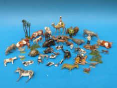 A collection of Britains and other farm and zoo animals