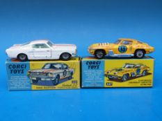 Two Corgi Toys diecast model vehicles customized Chevrolet Corvette Sting Ray 337 and Ford Mustang