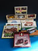 Eleven Corgi diecast model buses and other vehicles all in original boxes