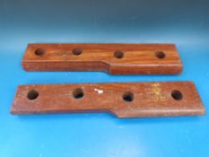 A pair of Permali Gloucester wooden railway fishplates (dated July 1975)
