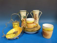 A collection of Royal Doulton Series Ware including a near-pair of two handled vases