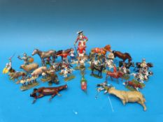 A quantity of lead soldiers and animals including Britains