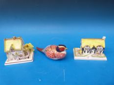 Coalport cottages and a Royal Crown Derby paperweight