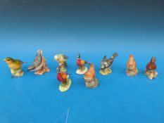 Five Beswick birds to include greenfinch, bluetit etc,
