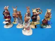 Ten Royal Doulton Bunnykins figures DB 153 Skater figures, DB 68 Father,