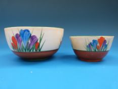 Two Clarice Cliff sugar bowls (small and large),