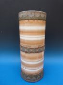 A 19thC Royal Bonn umbrella stand with three bands of stylized hearts and gilt decoration,