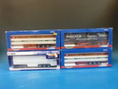 Four Corgi Hauliers of Renown 1:50 scale diecast model lorry trailers, two HE Payne cc19903,
