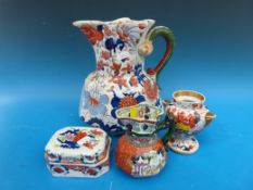 A collection of Masons ironstone including a large Hydra jug (24cm tall) a chinoiserie decorated