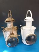 Two LNER type railway lamps,