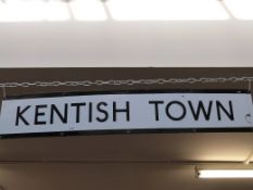 London Underground Kentish Town frieze enamel sign from the Northern Line,