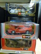 Eight Burago diecast model sports cars,