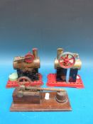 A Mamod MM1 with disc type crank and single type burner together with another example and toy