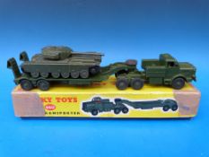 A Dinky tank transporter 660 in original box together with a Dinky Centurion tank 651