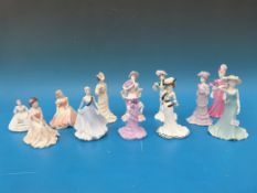 Twelve small Coalport figurines (tallest 14cm)