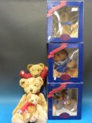 Six teddy bears including 1950s Chad Valley,