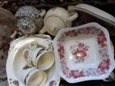 A collection of ceramics to include blue and white Copeland Spode relief moulded jug,