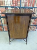 A late 19thC mahogany music cabinet with crossbanded decoration (W59, D39,