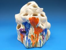 A Clarice Cliff flower frog,