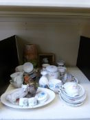 A quantity of teaware trios etc including an Art Deco (possibly Sylvac) vase, a Radford oval tray,