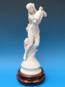 A 19thC Robinson and Leadbeater parian figure of a Grecian beauty with urn on wooden base (40cm)