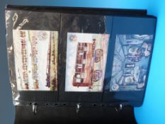 A album of mainly railway postcards including steam locomotives, mostly LMS/LNER,