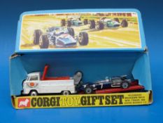 Corgi Toys Gift Set 6 Volkswagen truck with trailer & Cooper-Maserati F1 in original box.