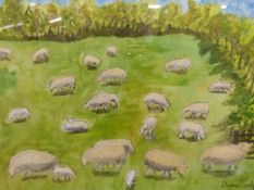 Two Dianna Lodge watercolours together with an oil on board still life of flowers with monogram to