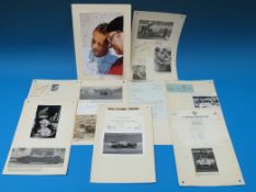 Nine various signed motor racing items to include Alan Rees, David Pyer, Jack Sears, Jim Russell,