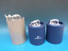 Three Swarovski crystal animals,