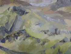 An abstract oil on board of Snowdonia,