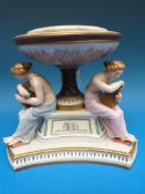 A large Royal Worcester pot pourri figural centrepiece with three classically dressed maidens