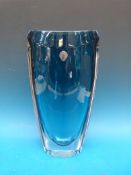 A Waterford Crystal tall blue vase (33cm tall)