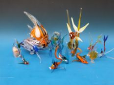 A collection of Murano glass fish