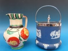 A Wedgwood biscuit barrel and a Myott jug