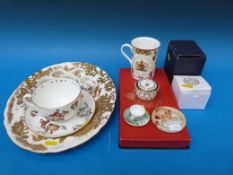 A pair of boxed Royal Crown Derby 1128 pattern pin dishes, a Royal Crown Derby platter,