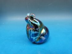 A Glasform iridescent glass frog with original label to base, 6.