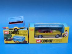 Two Corgi Toys diecast model vehicles Chevrolet SS 350 Camaro 338 and Pennyburn Workmens trailer