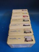 Seven Corgi diecast model trams from the Public Transport range all in original boxes